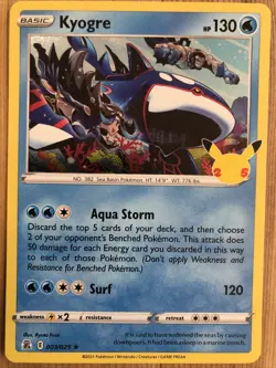 Pokemon TCG - Celebrations - Holo Rare - Kyogre 003/025 NM/M 25th Anniversary - Image 1