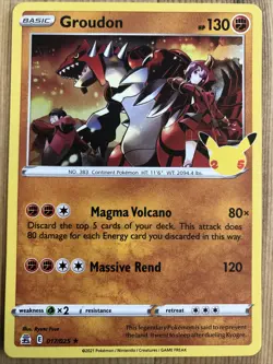 Pokemon TCG - Celebrations - Holo Rare - Groudon 017/025 NM 25th Anniversary - Image 1