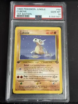1999 Pokemon Jungle 1st Edition Cubone 50 PSA 10 GEM MINT - Image 1