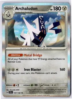 Archaludon 107/142 Stellar Crown Rare Holo Pokemon Card LP - Image 1