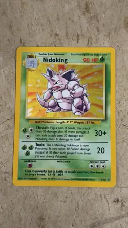 Pokemon Nidoking 11/102 Base Set Holo Rare 90 HP Stage 2 1999-2000 Copyright - Image 1