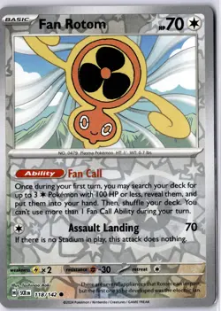 Fan Rotom 118/142 Stellar Crown Common Reverse Holo Pokemon Card LP - Image 1