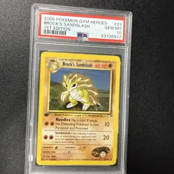 2000 Pokemon Gym Heroes #23 Brock’s Sandslash First Edition Psa 10 - Image 1