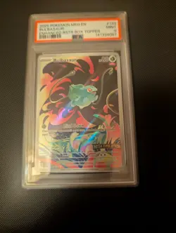 Bulbasaur 133/132 Mega Evolution STAMPED Box Topper PSA 9 MINT Pokemon Card - Image 1