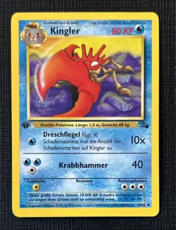 POKEMON CARD KINGLER 38/62 FOSSIL 1. EDITION GERMAN - Image 1