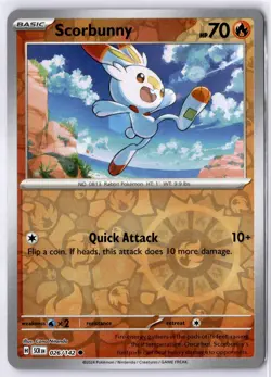 Scorbunny 026/142 Stellar Crown Common Reverse Holo Pokemon Card LP - Image 1