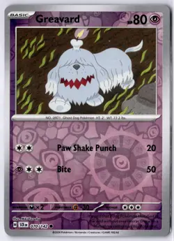 Greavard 070/142 Stellar Crown Common Reverse Holo Pokemon Card LP - Image 1