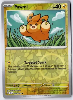 Pawmi 056/142 Stellar Crown Common Reverse Holo Pokemon Card LP - Image 1