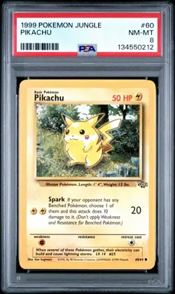 1999 POKEMON JUNGLE #60 PIKACHU PSA 8 - Image 1