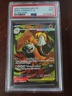 2025 POKEMON MEG EN-MEGA EVOLUTION ULTRA RARE #156 MEGA CAMERUPT EX PSA 9 #156 - Image 1