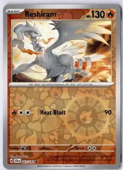 Reshiram 022/142 Stellar Crown Uncommon Reverse Holo Pokemon Card LP - Image 1