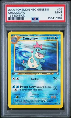 2000 Pokemon Neo Genesis 1st Edition #32 Croconaw 1st Edition PSA 9 - Image 1