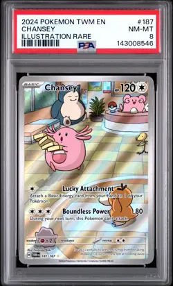 Pokemon TCG Chansey 187/167 Sv06: Twilight Masquerade Holo PSA 8 - Image 1