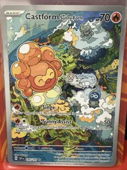 Pokemon TCG Castform Sunny Form Illustration Surging Sparks 195/191 - Image 1