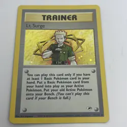Pokemon Gym Heroes Unlimited Lt. Surge Trainer 17/132 Holo Rare WOTC MP - Image 4