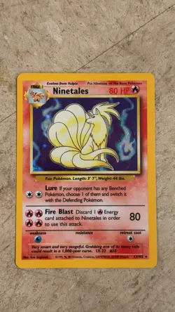 Pokemon Ninetales 12/102 Base Set Holo Rare 80 HP Stage 1 1999-2000 Copyright - Image 1