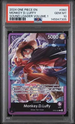 2024 ONE PIECE PROMOS SOUND LOADER VOLUME.1 #060 MONKEY D. LUFFY PSA 10 - Image 1