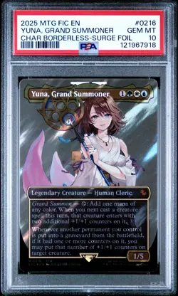 2025 MTG FINAL FANTASY COMMANDER #0216 YUNA, GRAND SUMMONER PSA 10 - Image 1