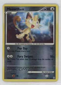 Meowth Reverse Foil Pokemon Diamond & Pearl Legends Awakened #106 2008 - Image 1