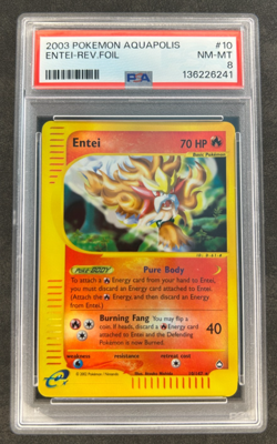 2003 Pokemon Entei Reverse Holo Foil Aquapolis 10/147 PSA 8 Fresh Grade - Image 1