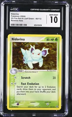 Pokemon Nidorina EX 40/112 Fire Red & Leaf Green Reverse Holo CGC 10 - Image 1
