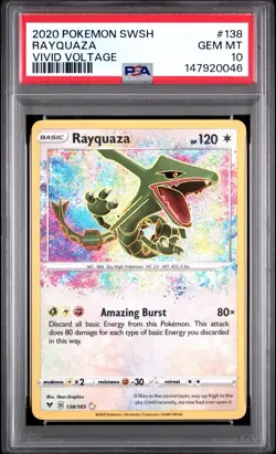 2020 Pokemon SWSH Vivid Voltage Rayquaza #138/185 PSA 10 GEM MINT - Image 1