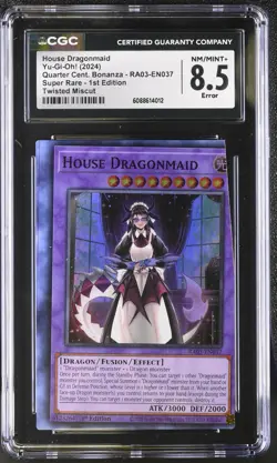 Yu-Gi-Oh! House Dragonmaid Twisted Miscut Error RA03-EN037 Super Rare CGC 8.5 - Image 1