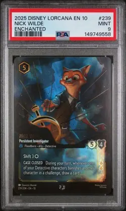 PSA 9 NICK WILDE PERSISTENT INVESTIGATOR ENCHANTED WHISPERS IN THE WELL LORCANA - Image 1