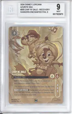 Disney Lorcana Chip 'N' Dale Recovery Rangers Azurite Sea Enchanted #205 bgs 9 - Image 2