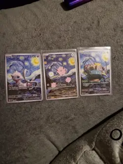 Mew Venusaur Clefairy Starry Night Art Card Bundle Display Set - Image 2