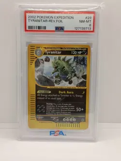 Pokemon TCG Expedition Tyranitar Reverse Holo Rare Card 2002 29/165 PSA 8 - Image 1