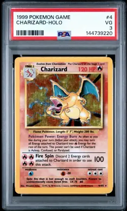 Pokemon Charizard 4/102 Base Set Holo Rare 1999 PSA 3 - Image 1