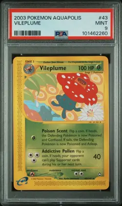 2003 Pokemon Aquapolis 43 Vileplume PSA 9 Mint - Image 1
