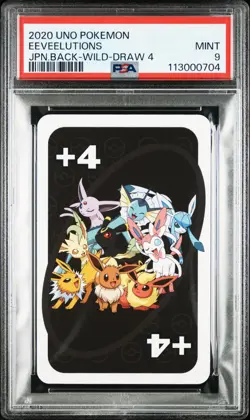 2020 UNO POKEMON JPN BACK-WILD-DRAW 4 EEVEELUTIONS PSA 9 - Image 1