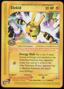 Pokemon 2002 Aquapolis - Elekid - Non-Holo Rare - NM - 9/147 - Image 1
