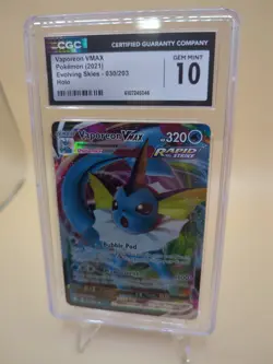 CGC 10 GEM MINT Vaporeon Vmax 030/203 Evolving Skies Ultra Rare Full Art Pokemon - Image 1