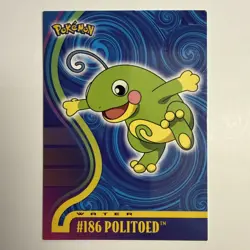 Pokemon Topps Johto Series 1 Politoed #186 - blue label, non-holo - Image 1
