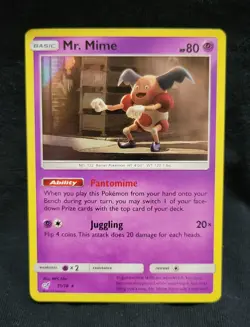 MR. MIME 11/18 Detective Pikachu Holo Pokemon Card NM - Image 1