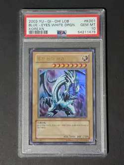 Yu-Gi-Oh Card PSA 10 Blue Eyes White Dragon LOB-K001 KOREAN Ultra Rare - Image 1