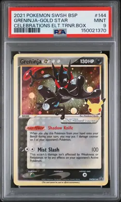 2021 POKEMON SWSH BLACK STAR PROMO #144 GRENINJA-GOLD STAR PSA 9 - Image 1