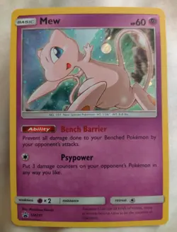 Pokemon TCG Sun and Moon Mew Holo Promo Card SM215 Black Star Lightly Played LP - Image 1
