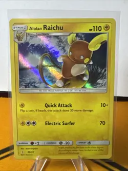 Alolan Raichu Holo Pokemon Sun And Moon #30 2017. NM Holographic 30/30 - Image 2