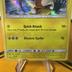 Alolan Raichu Holo Pokemon Sun And Moon #30 2017. NM Holographic 30/30 - Image 4