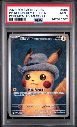 2023 POKEMON SVP POKEMON X VAN GOGH #085 PIKACHU WITH GREY FELT HAT PSA 9 - Image 1