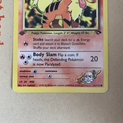 Pokemon TCG 1st Edition Blaines Growlithe 62/132 Gym Challenge WOTC Vintage - MP - Image 4