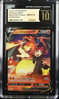 Pokemon 2021 Celebrations Lance’s Charizard V BSP Promo SWSH133 CGC PRISTINE 10 - Image 1