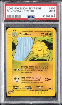 2003 POKEMON SKYRIDGE #105 SUNFLORA-REVERSE FOIL PSA 9 - Image 1