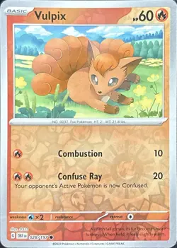 Vulpix 028/197 Common Obsidian Flames Pokemon Reverse Holo Near Mint - Image 1