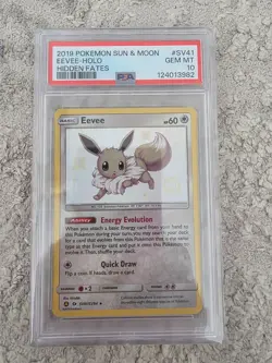 Pokemon PSA 10 Eevee SV41/SV94 Sun & Moon Hidden Fates Shiny Holo - Image 1