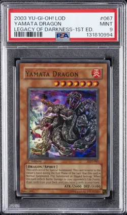 2003 YU-GI-OH! LOD-LEGACY OF DARKNESS 1ST ED #067 YAMATA DRAGON PSA 9 - Image 1